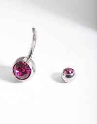 Surgical Steel Double Red Stone Belly Bar - link has visual effect only