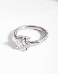 Rhodium Surgical Steel Cubic Zirconia Belly Ring - link has visual effect only