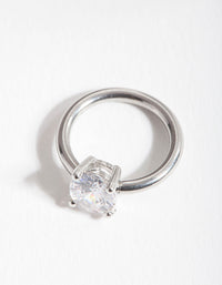 Rhodium Surgical Steel Cubic Zirconia Belly Ring - link has visual effect only