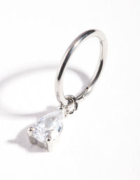 Surgical Steel Cubic Zirconia Droplet Belly Ring - link has visual effect only