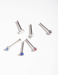 Surgical Steel Colourful Diamante Nose Jewellery Pack - link has visual effect only