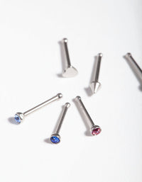 Surgical Steel Colourful Diamante Nose Jewellery Pack - link has visual effect only
