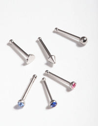 Surgical Steel Colourful Diamante Nose Jewellery Pack - link has visual effect only