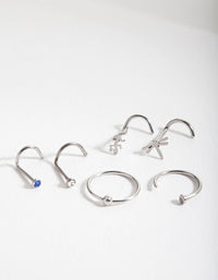 Rhodium Surgical Steel Animal Nose Jewellery Pack - link has visual effect only