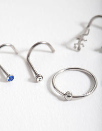 Rhodium Surgical Steel Animal Nose Jewellery Pack - link has visual effect only