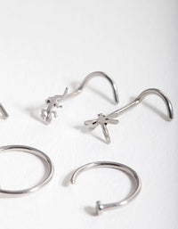 Rhodium Surgical Steel Animal Nose Jewellery Pack - link has visual effect only