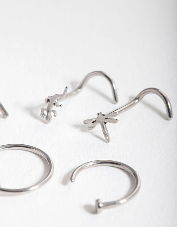 Rhodium Surgical Steel Animal Nose Jewellery Pack
