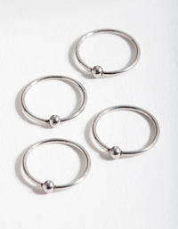Rhodium Surgical Steel Ball Nose Ring 4 Pack - link has visual effect only