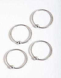 Rhodium Surgical Steel Ball Nose Ring 4 Pack - link has visual effect only