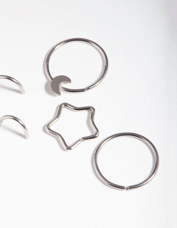 Rhodium Surgical Steel Celestial Nose Jewellery Pack