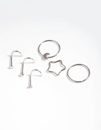 Rhodium Surgical Steel Celestial Nose Jewellery Pack - link has visual effect only