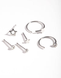 Surgical Steel Star Diamante Nose Stud 6 Pack - link has visual effect only