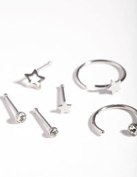 Surgical Steel Star Diamante Nose Stud 6 Pack - link has visual effect only
