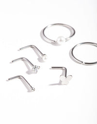 Surgical Steel Pearl Butterfly Nose Ring Pack - link has visual effect only
