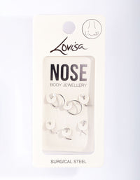 Surgical Steel Pearl Butterfly Nose Ring Pack - link has visual effect only