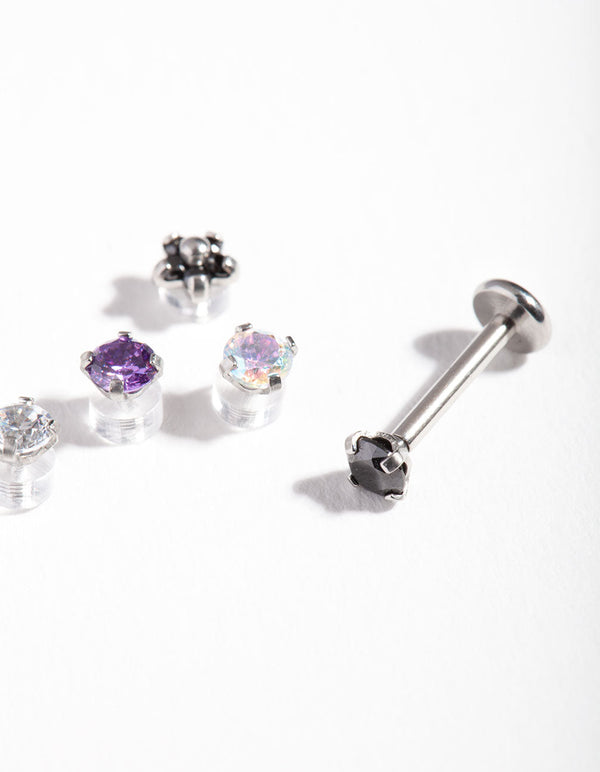 Surgical Steel Flat Back Cubic Zirconia Multi Pack