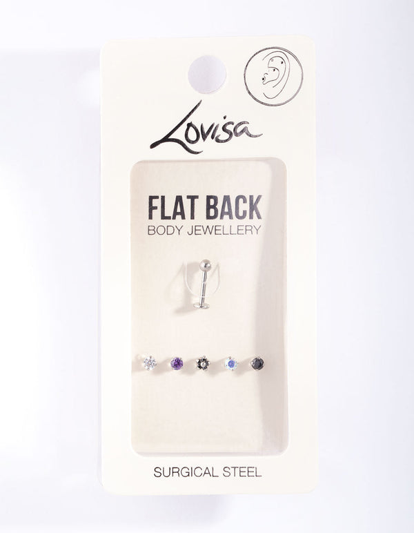 Surgical Steel Flat Back Cubic Zirconia Multi Pack