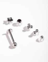 Rhodium Floral Surgical Steel Mix Match Flat Back - link has visual effect only