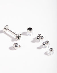 Rhodium Floral Surgical Steel Mix Match Flat Back - link has visual effect only