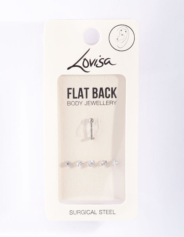 Surgical Steel Cubic Zirconia Flat Back Pack