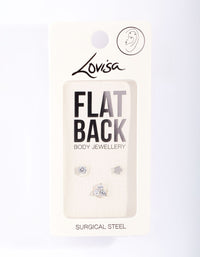 Silver Surgical Steel Star Cubic Zirconia Flat Back Pack - link has visual effect only