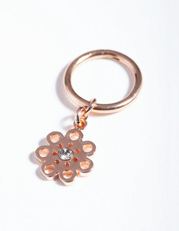 Rose Gold Surgical Steel Flower Charm Clicker Earring