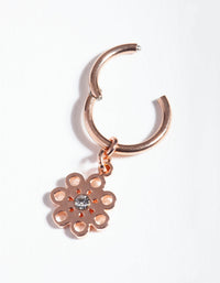 Rose Gold Surgical Steel Flower Charm Clicker Earring - link has visual effect only