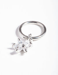 Rhodium Surgical Steel Cubic Zirconia Flower Earrings - link has visual effect only