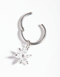 Rhodium Surgical Steel Cubic Zirconia Flower Earrings - link has visual effect only