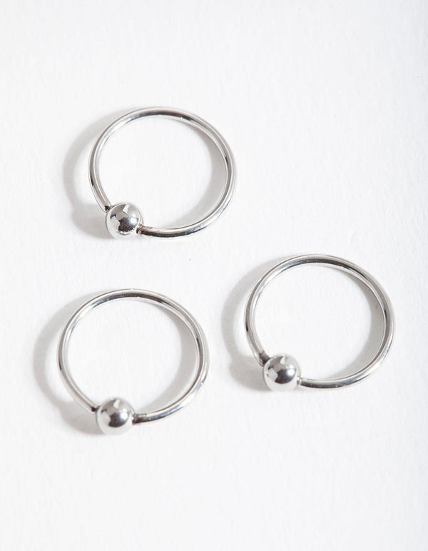 Surgical Steel Circle Bead Hoop Earring 3 Pack