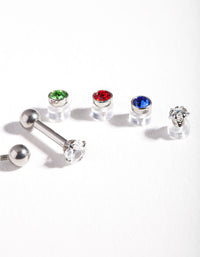 Surgical Steel Multi Stone Barbell Earrings - link has visual effect only