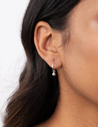Sterling Silver Mini Bead Hoop Earrings - link has visual effect only