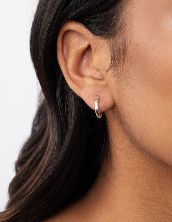 Sterling Silver Mini Polished Hoop Earrings