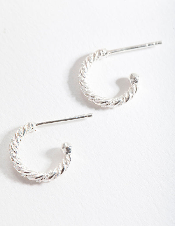 Sterling Silver Open Twisted Hoop Earrings