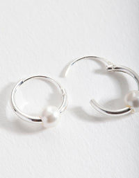 Sterling Silver Pearl Hoop Earrings - link has visual effect only
