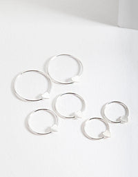Sterling Silver Heart Hoop Earring 3 Pack - link has visual effect only