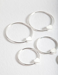 Sterling Silver Heart Hoop Earring 3 Pack - link has visual effect only