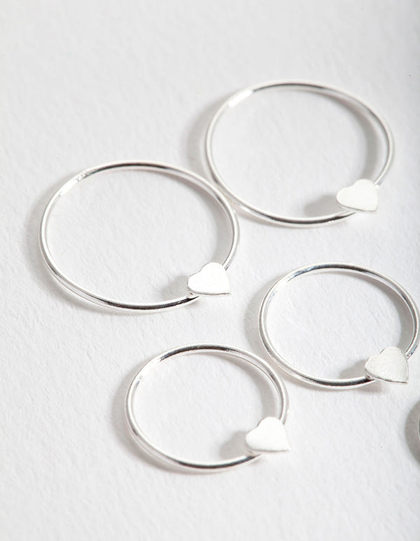 Sterling Silver Heart Hoop Earring 3 Pack