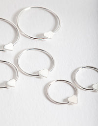 Sterling Silver Heart Hoop Earring 3 Pack - link has visual effect only