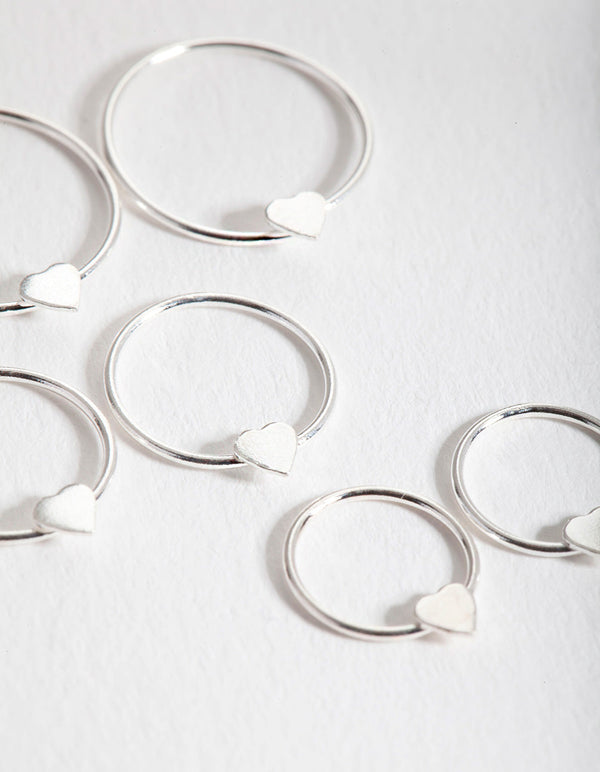 Sterling Silver Heart Hoop Earring 3 Pack