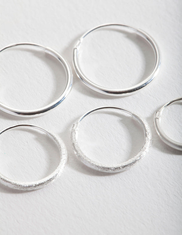 Sterling Silver Satin Hoop Earring Pack
