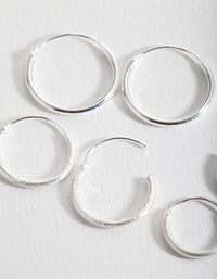 Sterling Silver Satin Hoop Earring Pack - link has visual effect only