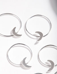 Sterling Silver Moon Graduating Hoop Earring 3 Pack - link has visual effect only