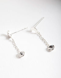 Sterling Silver Moon Diamante Chain Drop Earrings - link has visual effect only