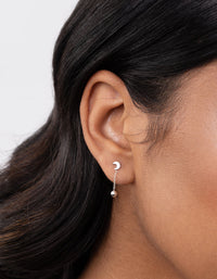 Sterling Silver Moon Diamante Chain Drop Earrings - link has visual effect only