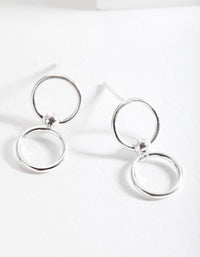 Sterling Silver Double Circle Link Earrings - link has visual effect only