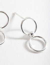 Sterling Silver Double Circle Link Earrings - link has visual effect only