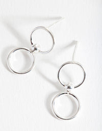 Sterling Silver Double Circle Link Earrings - link has visual effect only