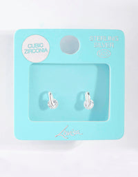 Sterling Silver Round Cubic Zirconia Wrap Stud Earrings - link has visual effect only