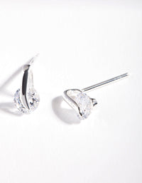 Sterling Silver Round Cubic Zirconia Wrap Stud Earrings - link has visual effect only